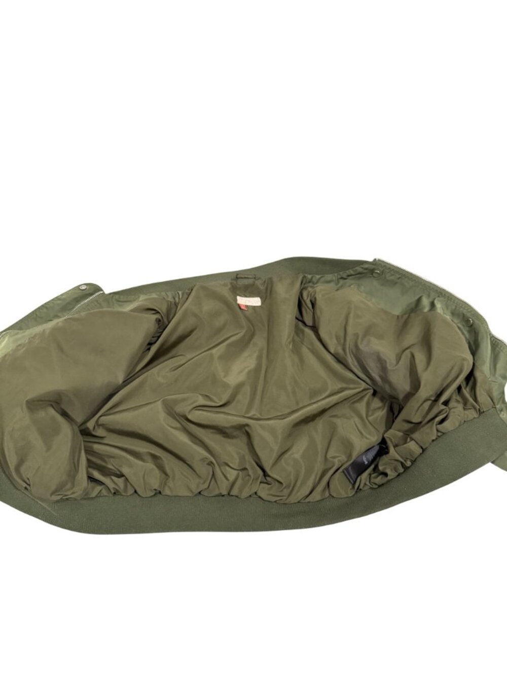 Anthro Pilcro Cropped Bomber Jacket in Moss Satin Size L - Picture 7 of 9